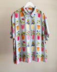 Potted Garden Silk Button Up Blouse
