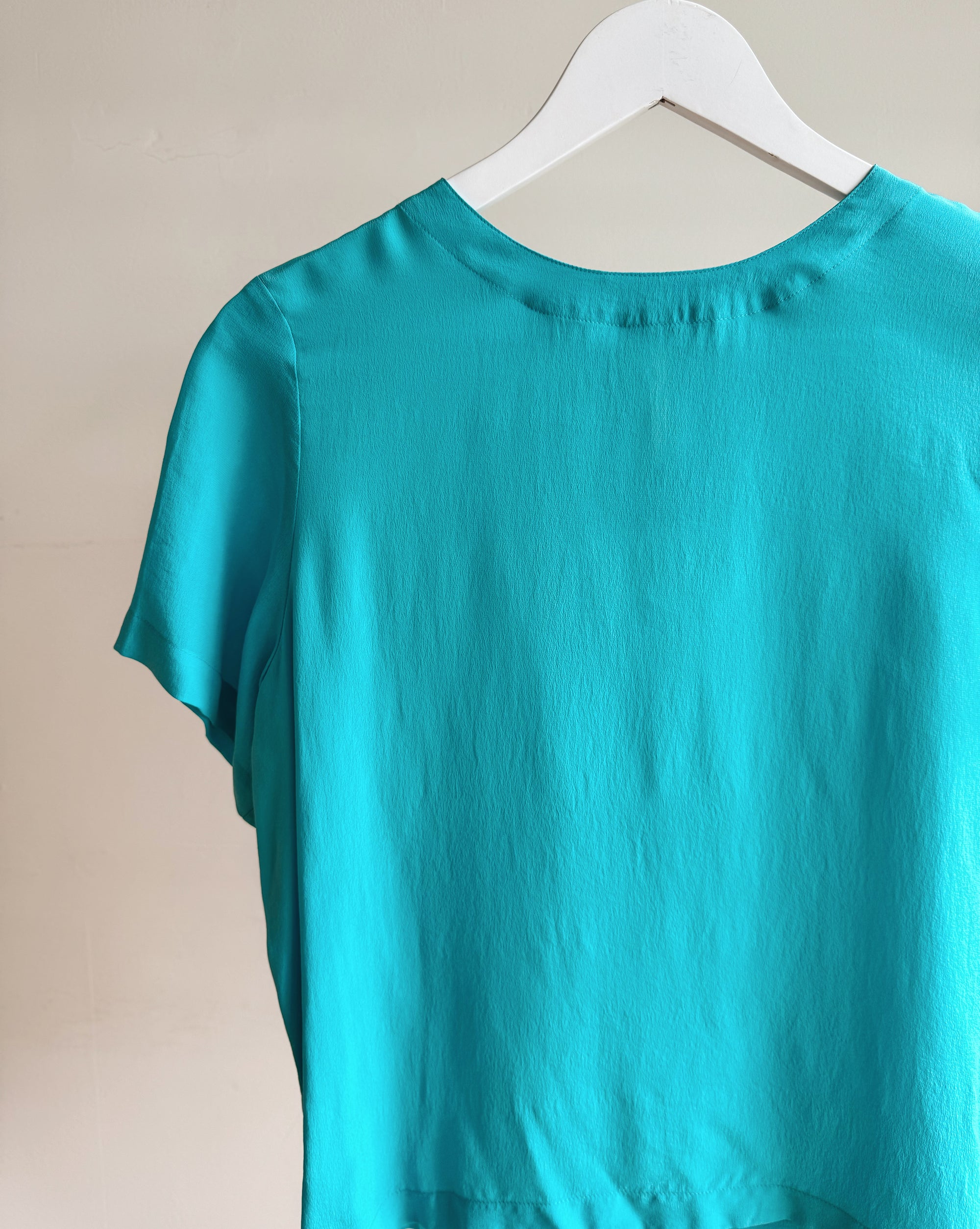 Aqua Flowy Silk Tee - Hey Jude