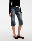 CUBIC - CUBIC Washed Denim Knee-Length Shorts: Blue / S - Hey Jude