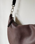 Russet Pebbled Leather Half Moon Bag
