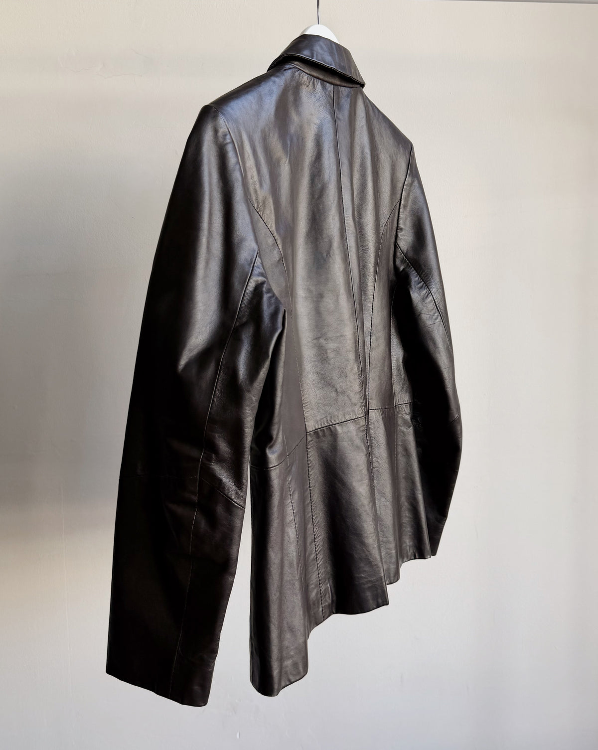 Espresso Spread Collar Leather Jacket