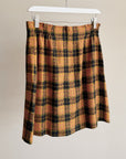 Orange + Brown Plaid Wool Skirt - Hey Jude