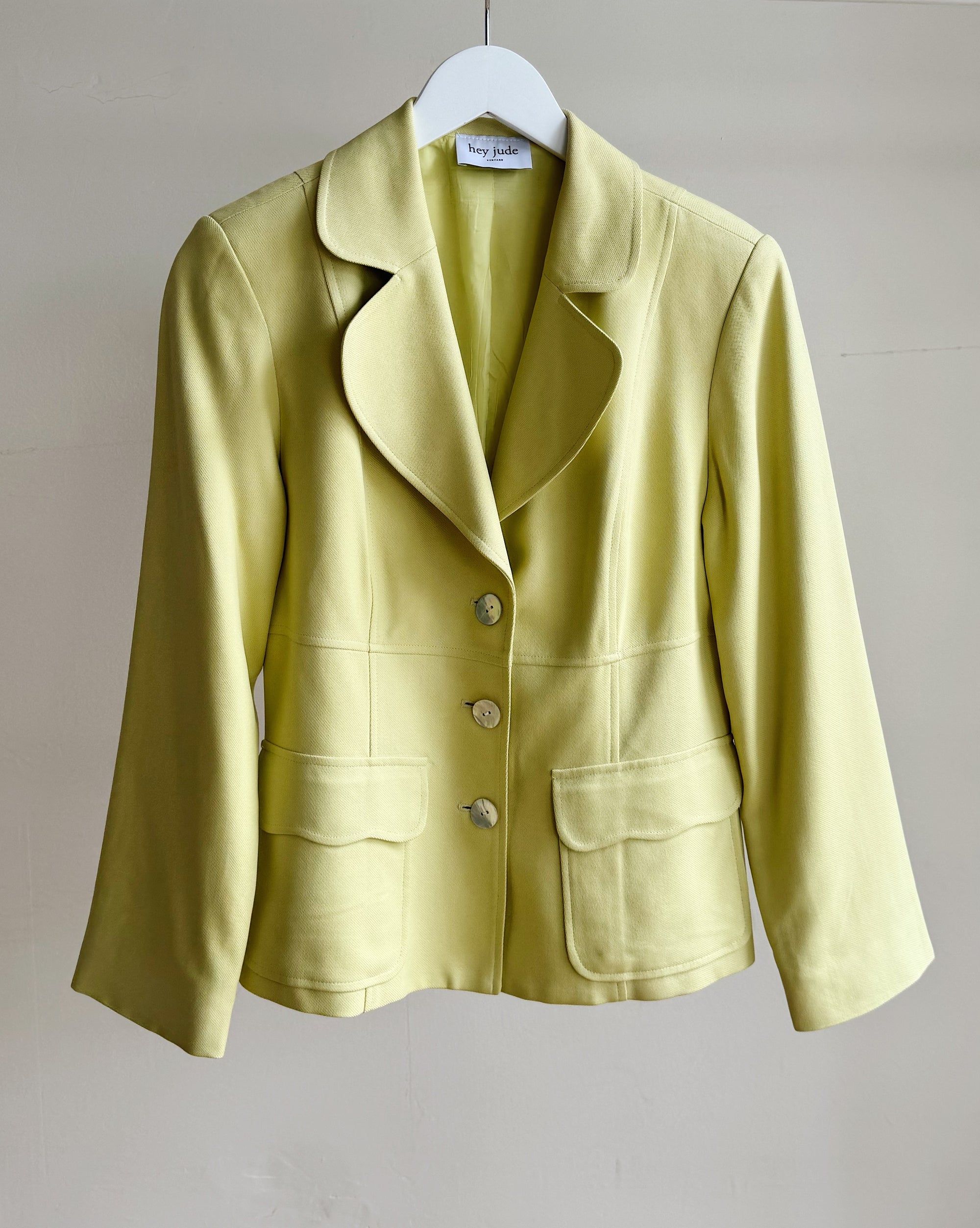 Chartreuse Woven Silk Tailored Blazer - Hey Jude