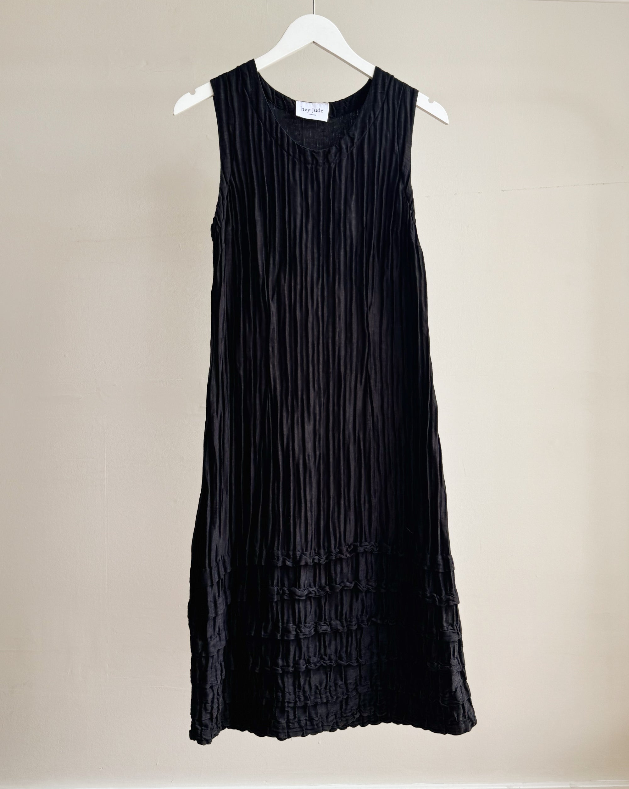 Onyx Silk + Linen Textured Dress