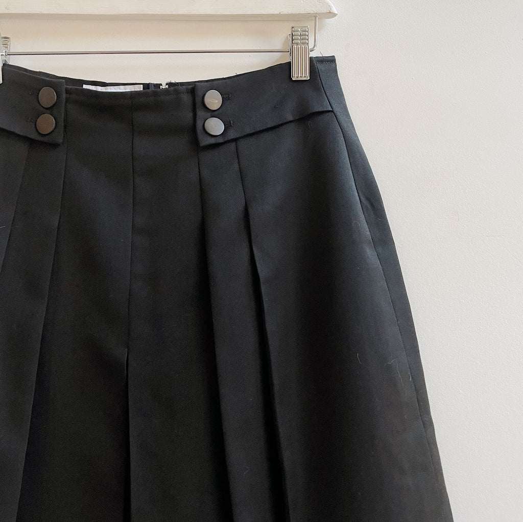 Black Wool Pleat Skirt