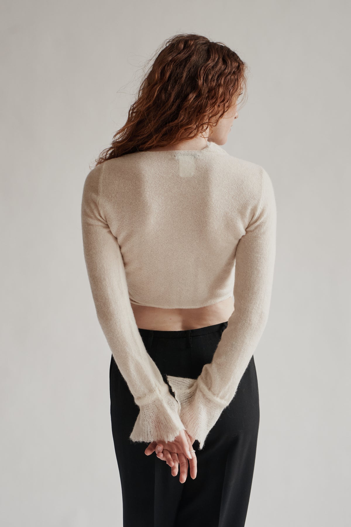 Cream Alpaca + Wool Ruffled Wrap Top