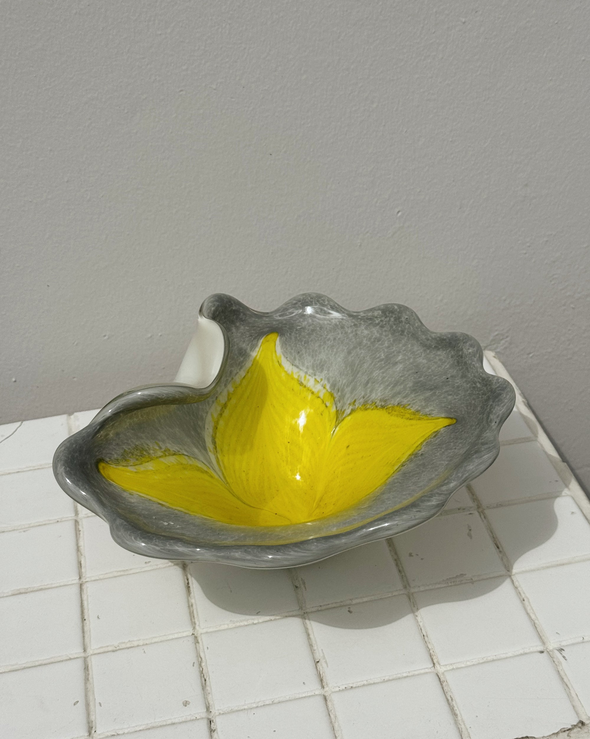 Yellow + Grey Folded Art Glass Bowl - Hey Jude