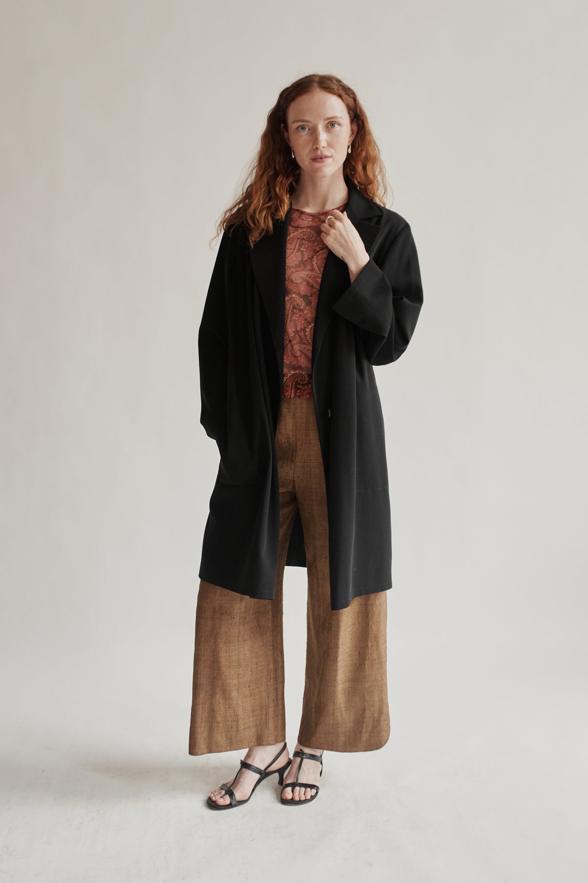 Black Long Minimalist Wool Jacket