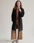 Black Long Minimalist Wool Jacket
