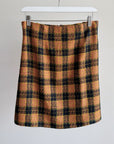 Orange + Brown Plaid Wool Skirt - Hey Jude