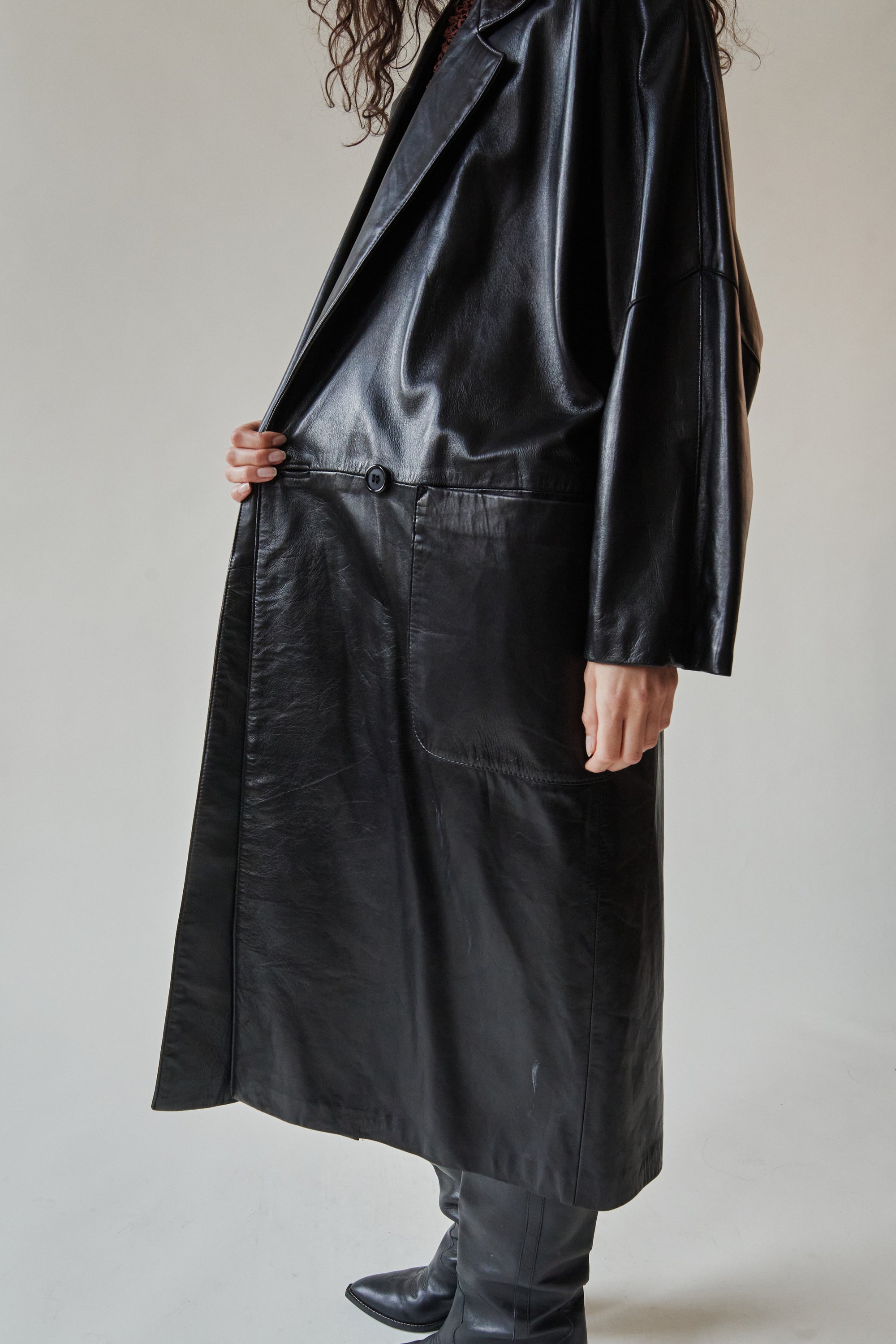Ink Buttery Soft Leather Trench