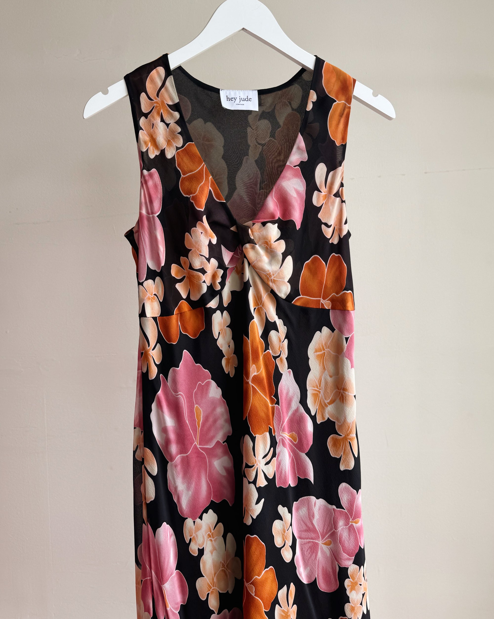 Tropical Floral Silk Maxi Dress
