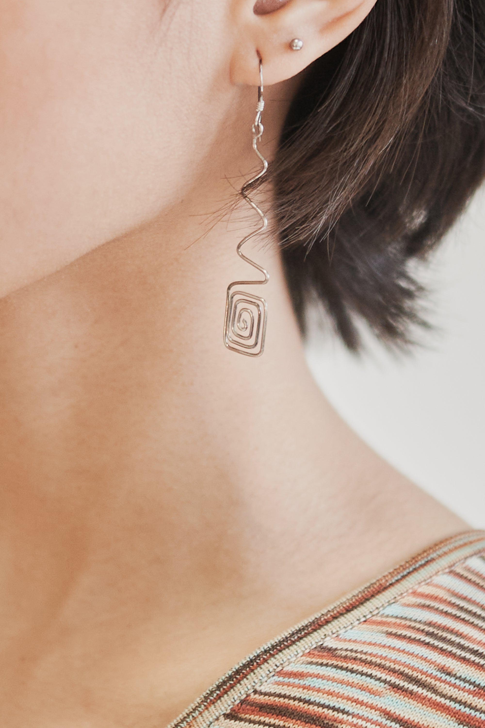Swirl Abstract Silver Dangle Earrings - Hey Jude