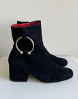 Black Suede Boots with Ring | Size 38.5