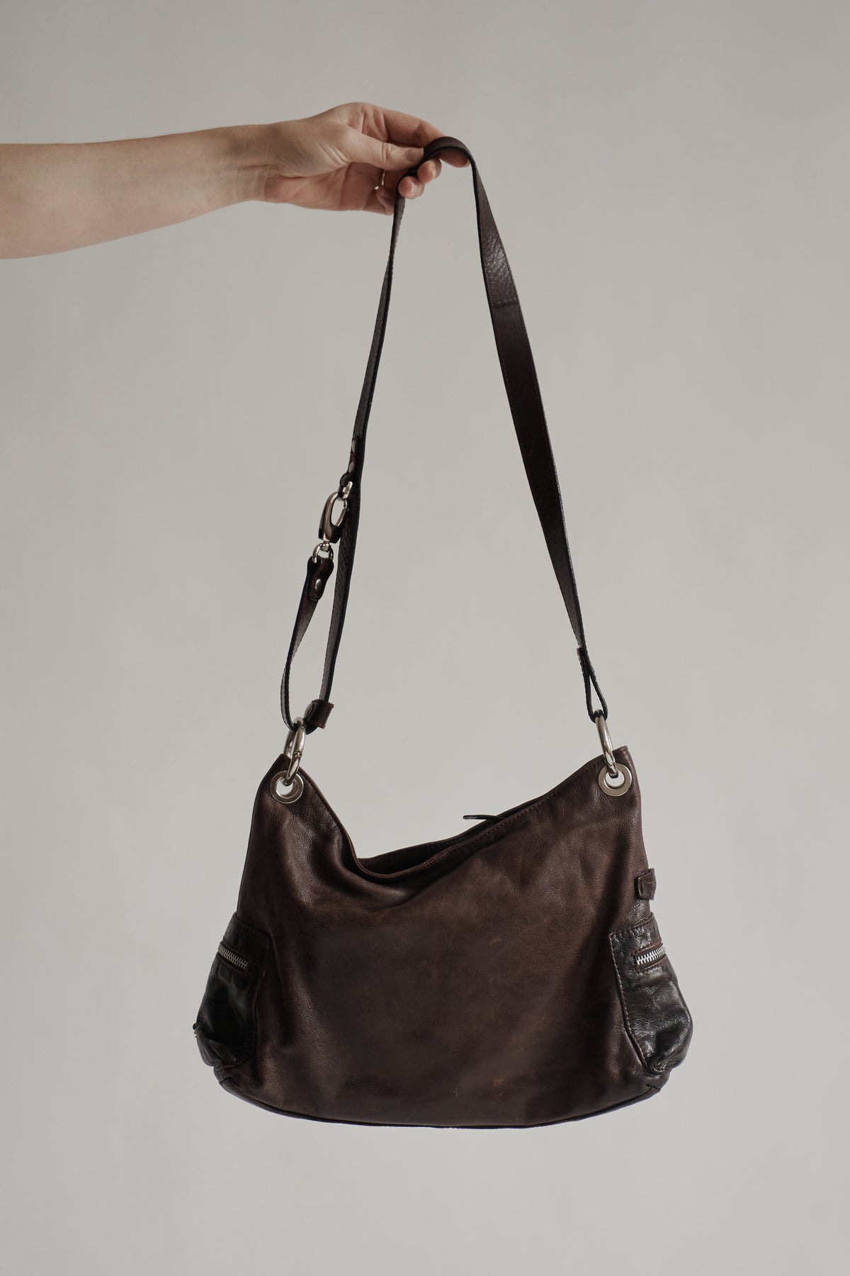Chocolate Leather Utilitarian Bag