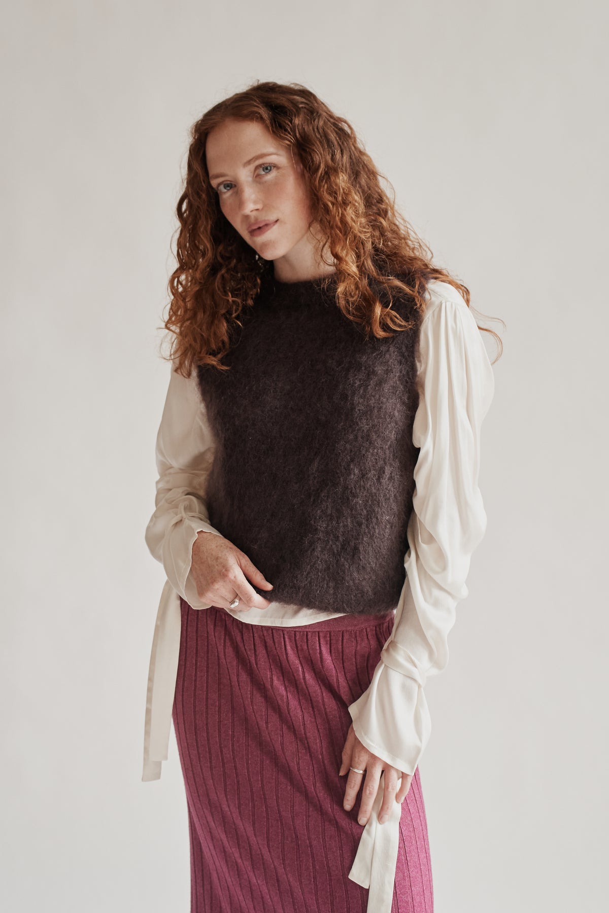 Umber Mohair Knit Vest