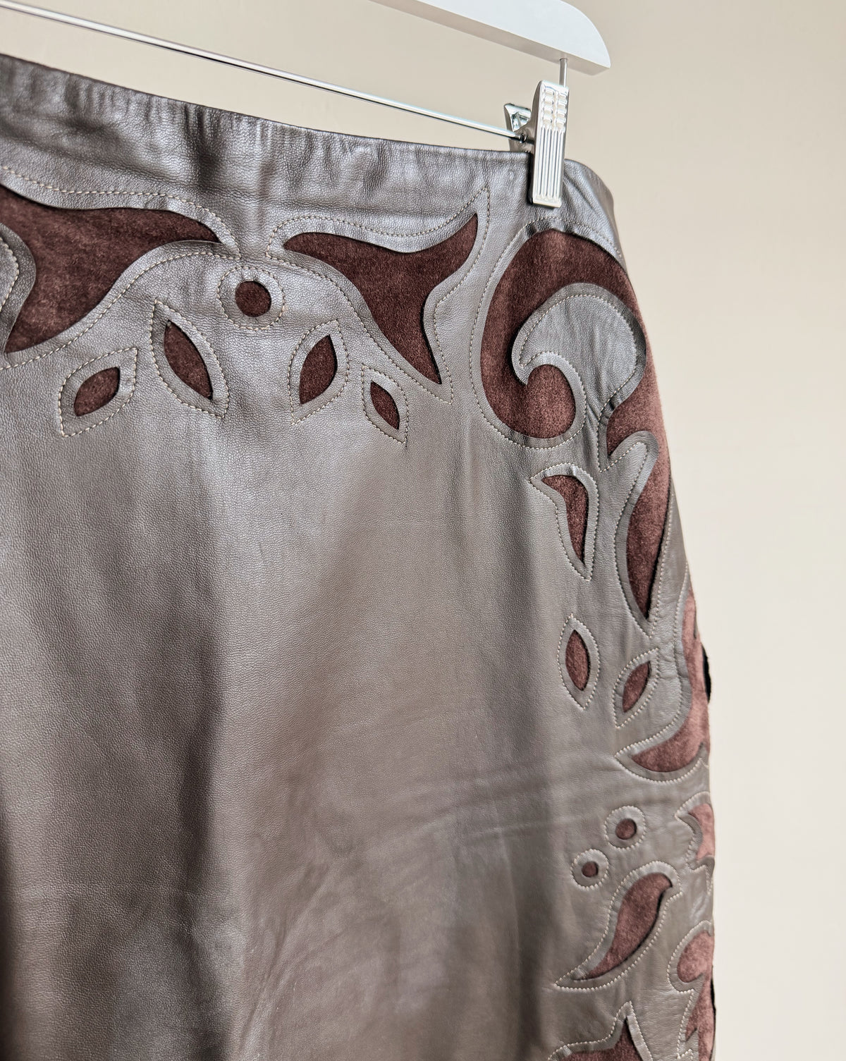 Danier Espresso Leather &amp; Suede Skirt - Hey Jude