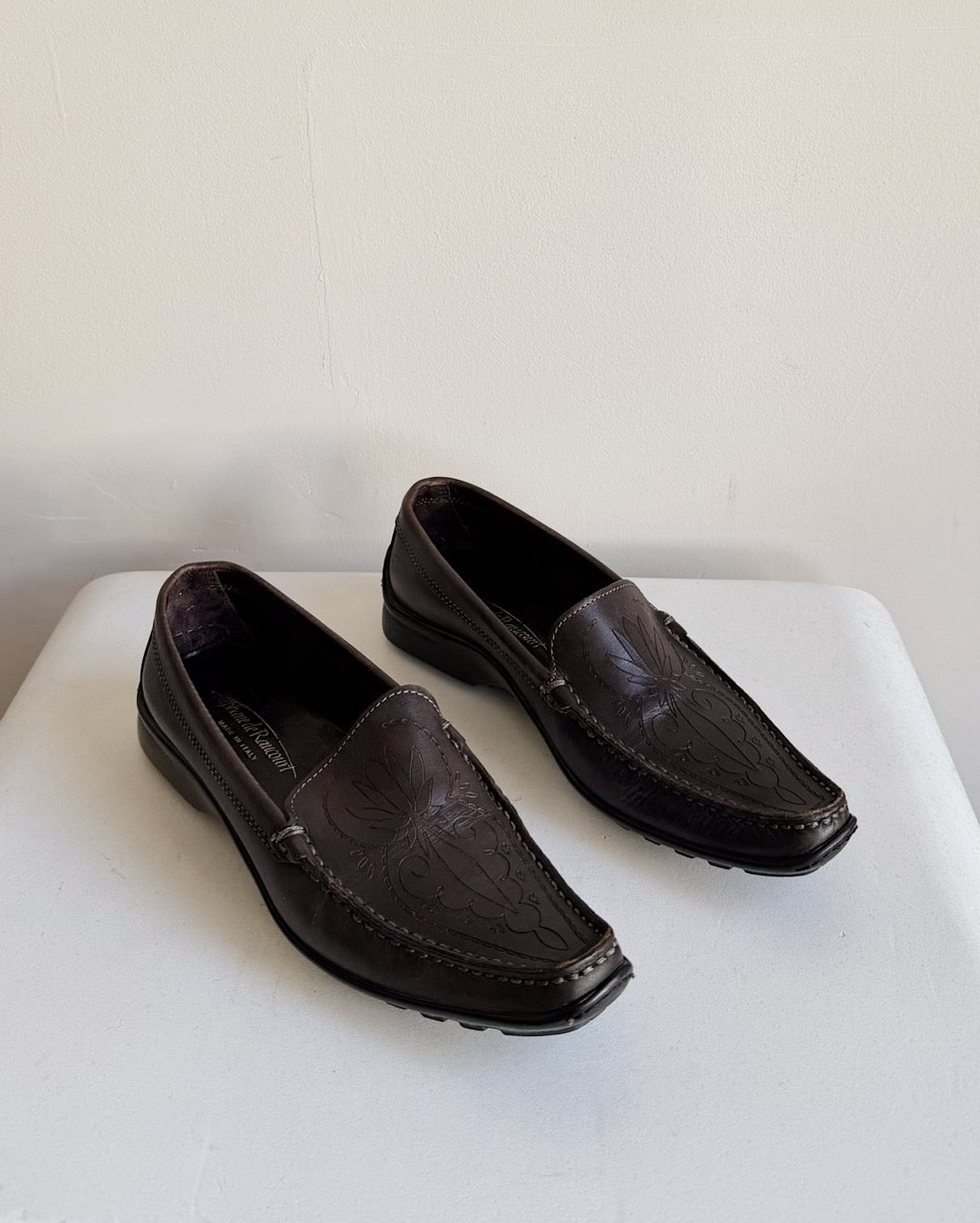Russet Leather Embossed Loafers | Size 36