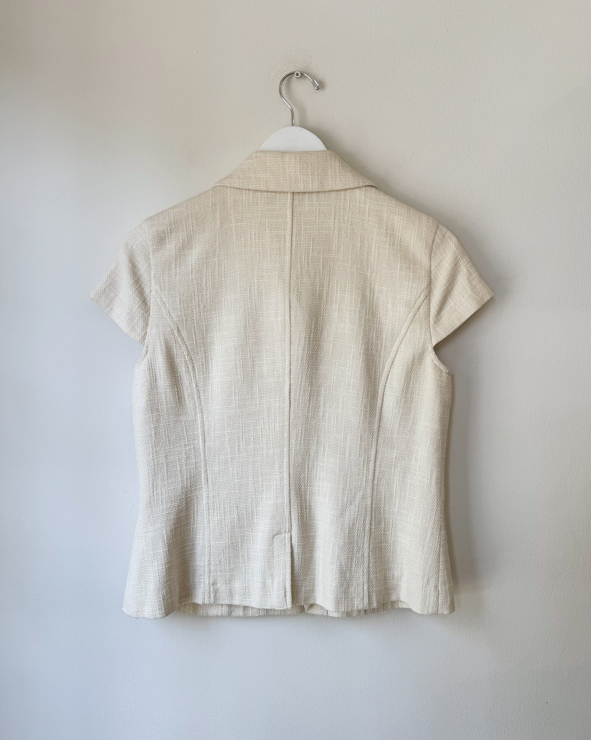 Cream Floral Applique Short Sleeve Jacket - Hey Jude