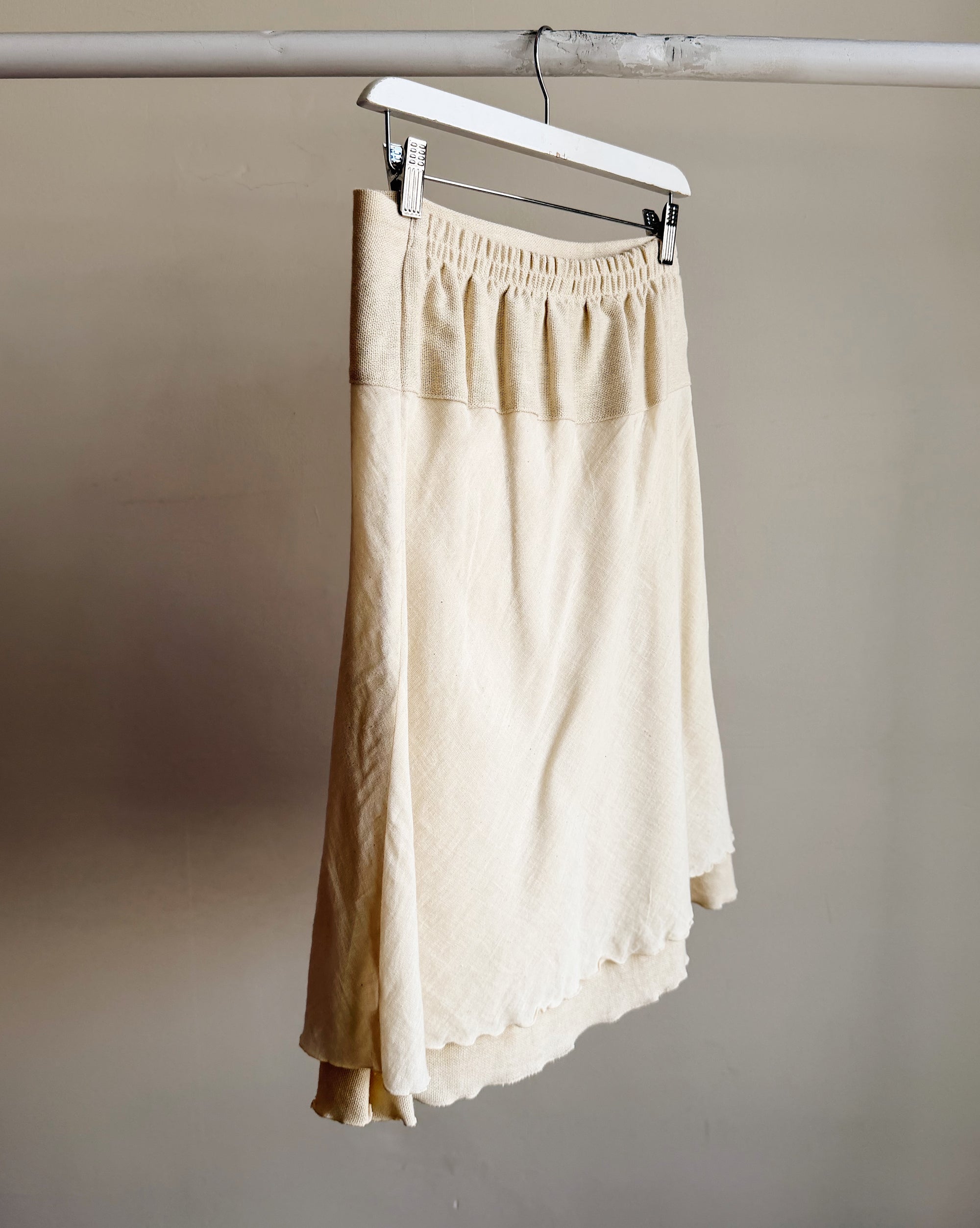 Oatmeal Layered Woven Linen Skirt