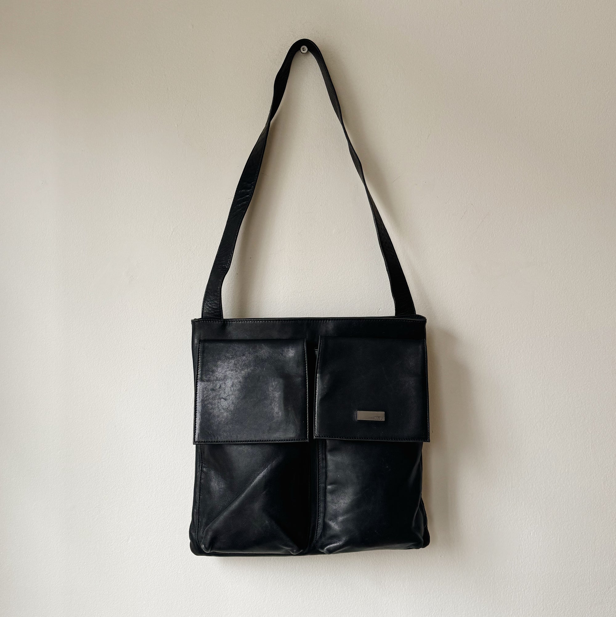 Black Leather Messanger Bag - Hey Jude