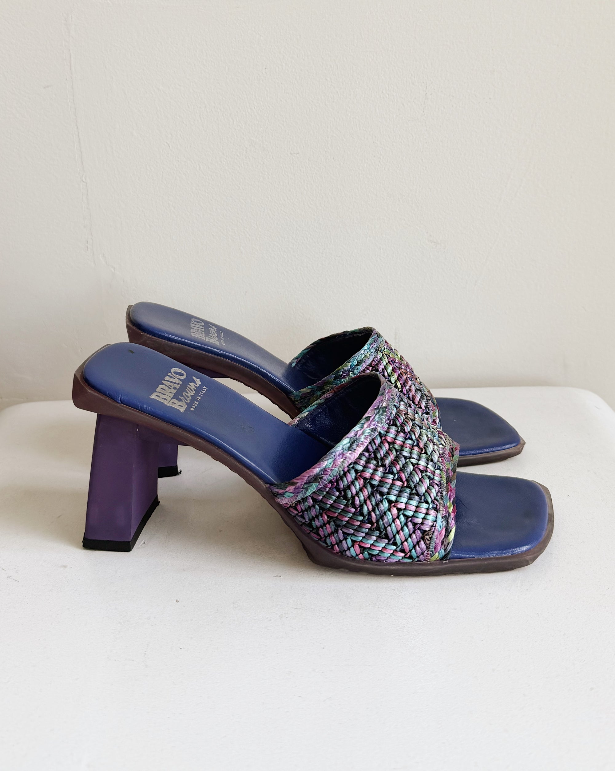 Indigo Woven Leather Mules | Size 37