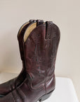 Maroon Embroidered Leather Western Boots | Size 7