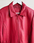 Crimson 90s Leather Zip Jacket