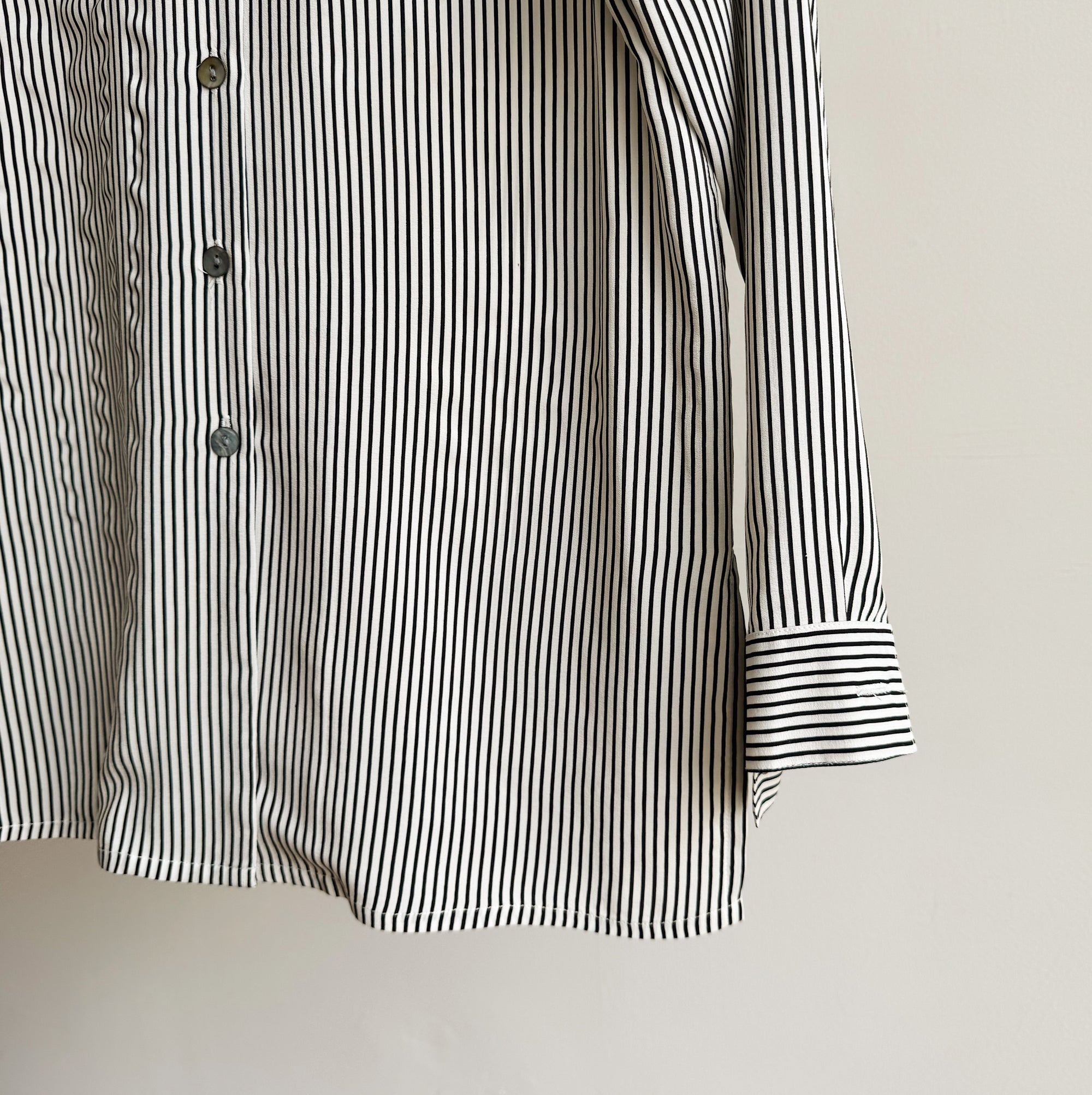 Monochrome Pinstripe Silk Blouse