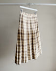 Cream + Taupe Pleated Tartan Skirt - Hey Jude
