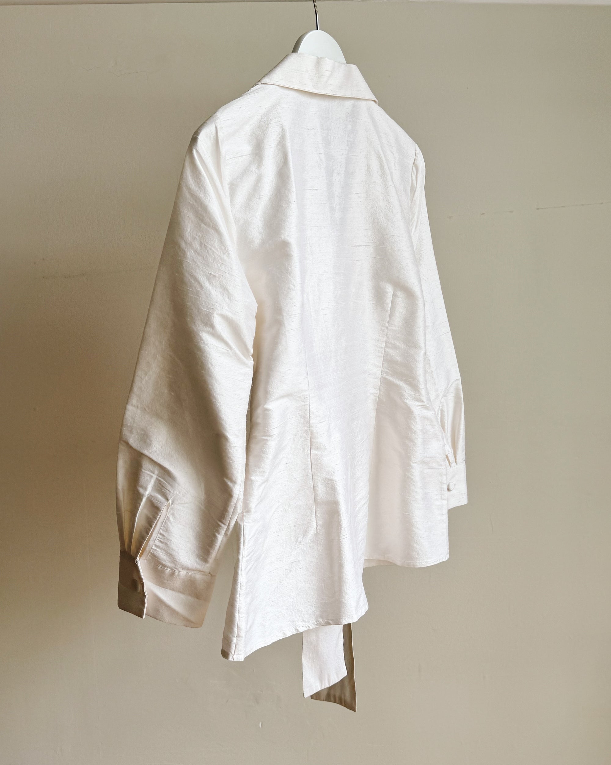 Pearl Iridescent Silk Tie Blouse
