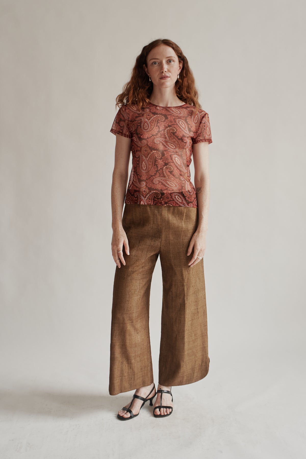 Red Sheer Paisley Tee