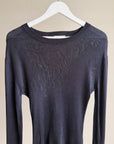 Navy Lustrous Ribbed Long Sleeve Knit - Hey Jude