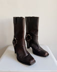 Espresso Leather Harness Boots | Size 9