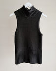 Washed Black Knit Sleeveless Turtleneck - Hey Jude