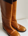 Tobacco Two-Tone Leather Riding Boots | Size 38