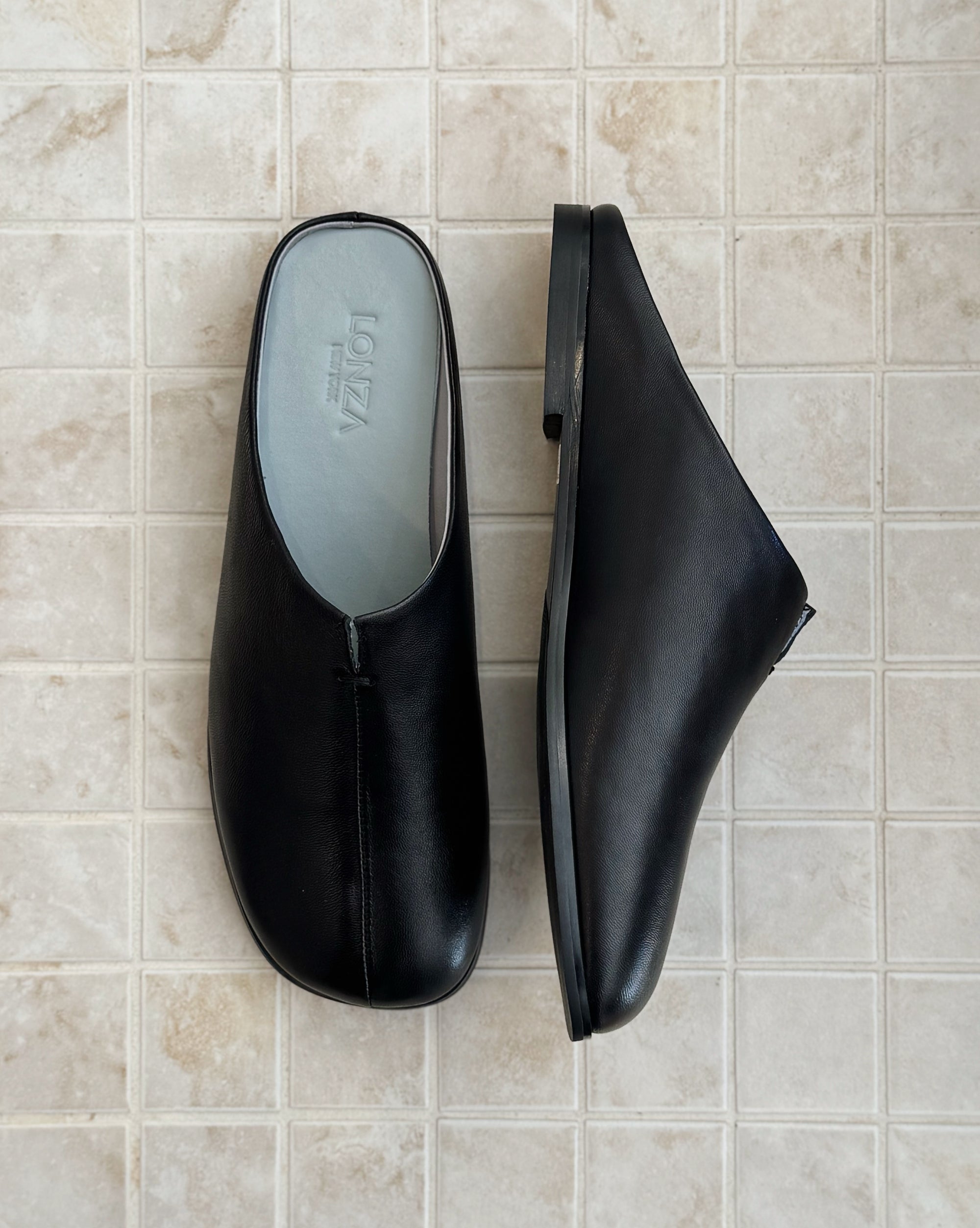 Lonza | Corfu Leather Mules in Black - Hey Jude