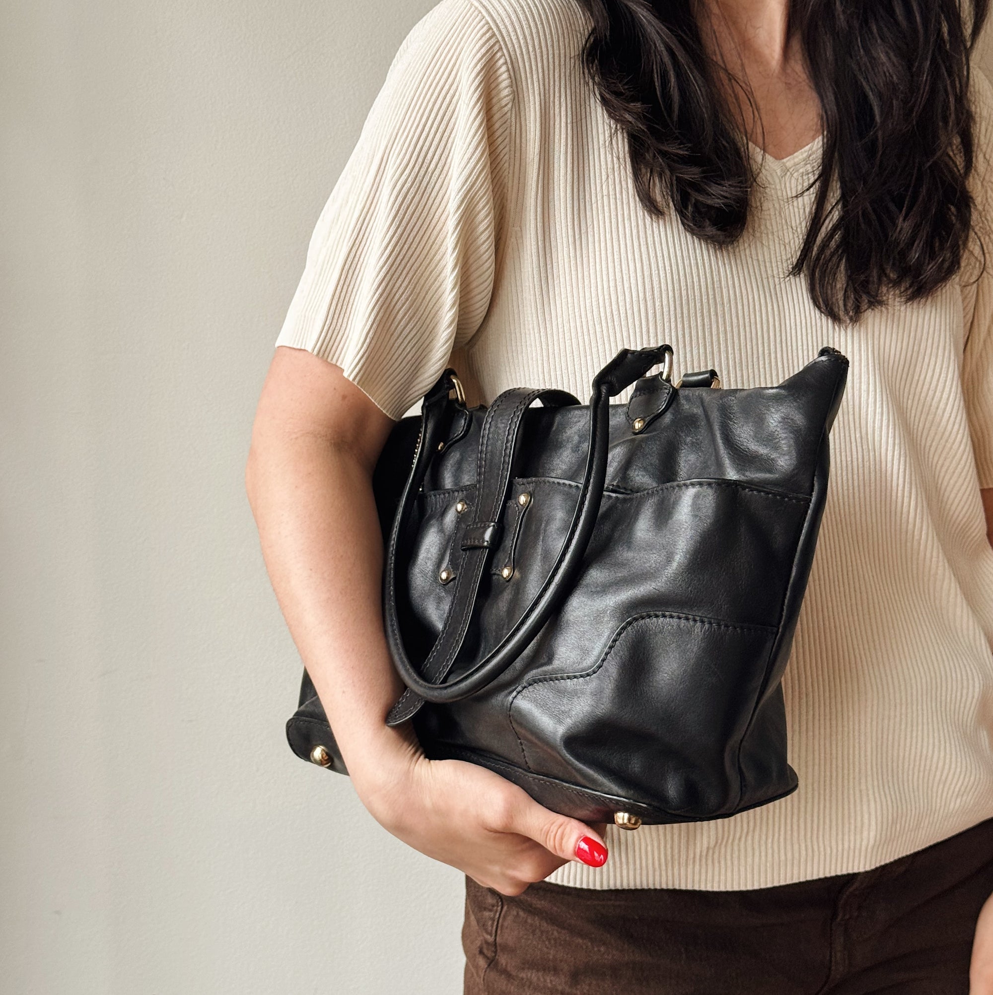 Onyx Leather Satchel Bag - Hey Jude