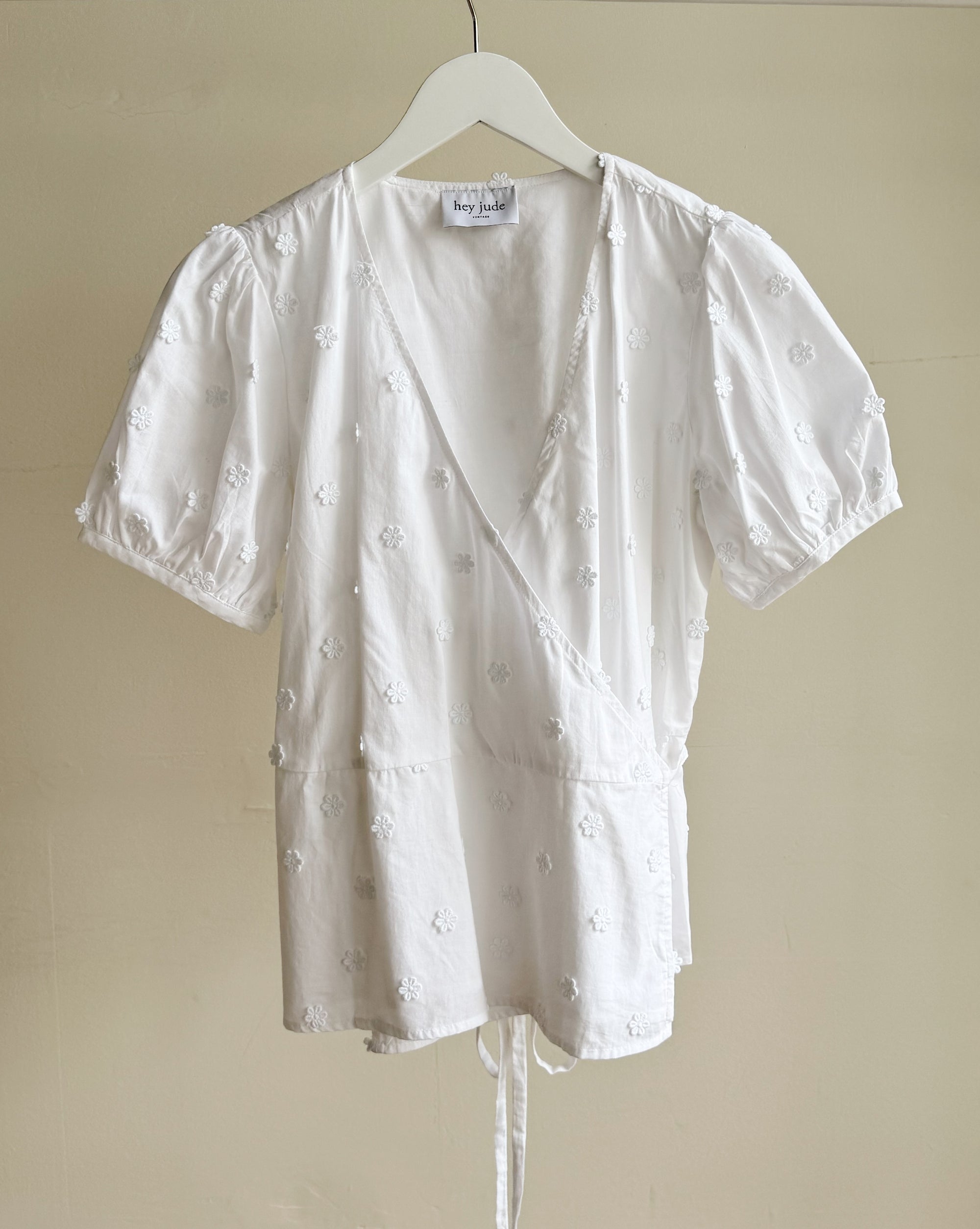 White Daisy Cotton Wrap Blouse