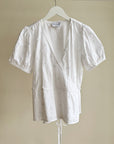 White Daisy Cotton Wrap Blouse