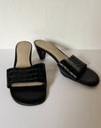 Black Croc Embossed Slide Heels | Size 8 - Hey Jude