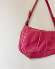 Fuchsia Pleated Leather Shoulder Bag