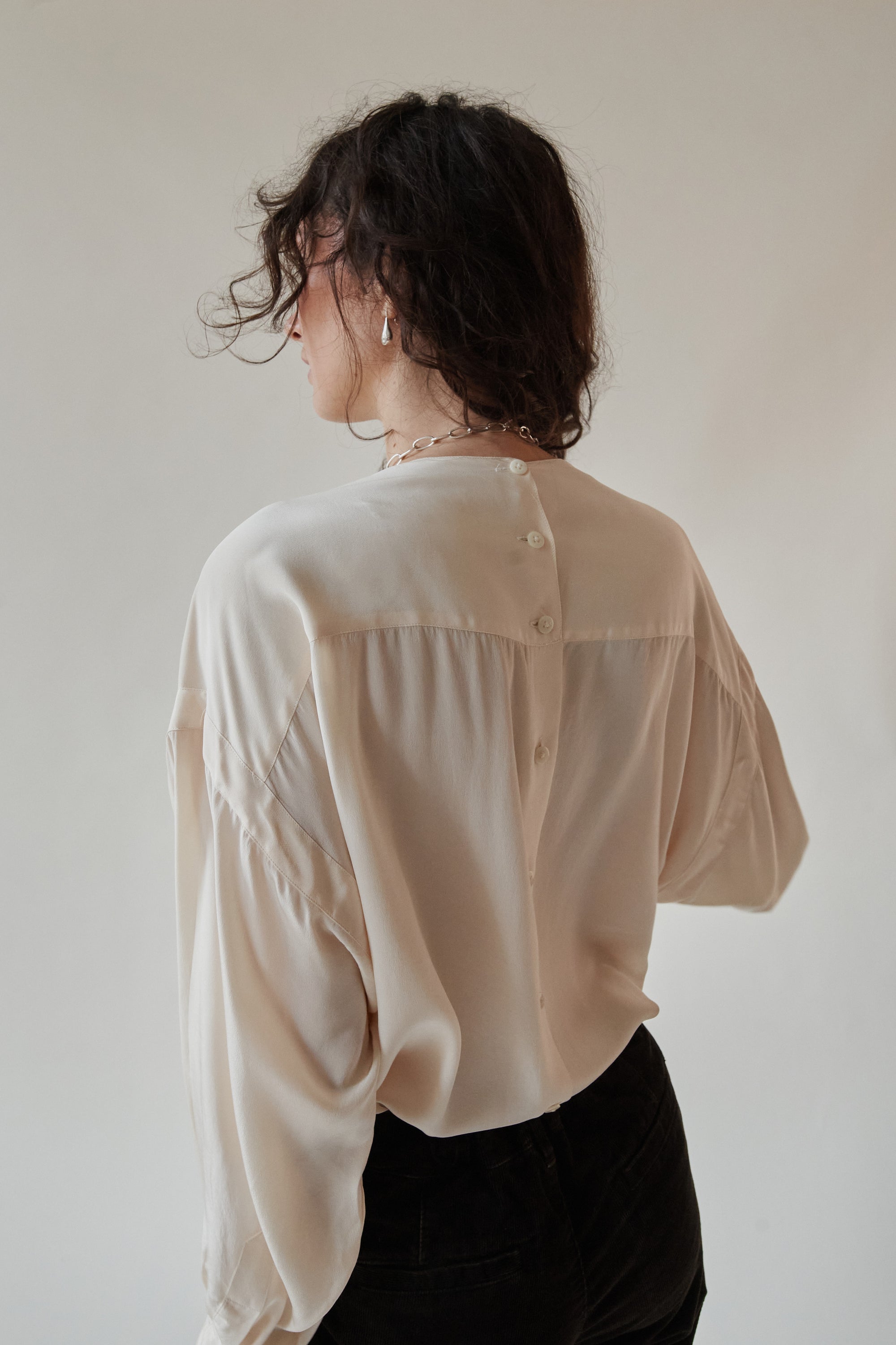 Vanilla Pintuck Silk Blouse