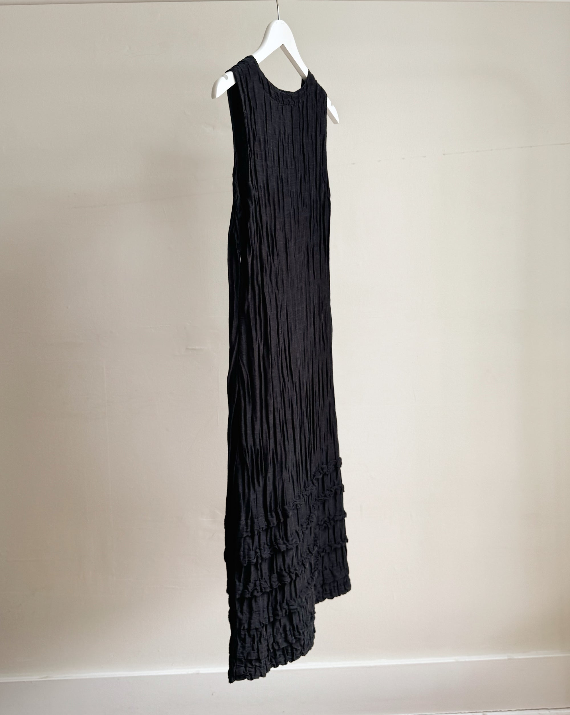 Onyx Silk + Linen Textured Dress