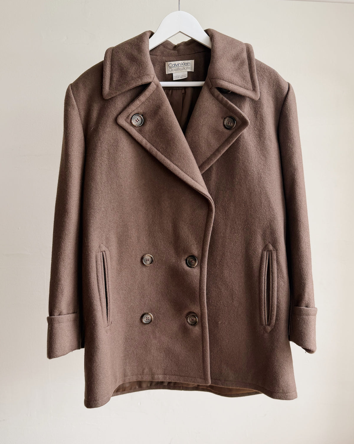 Calvin Klein Button Wool Peacoat Jacket - Hey Jude