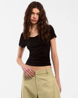CUBIC - CUBIC Modal Long Slim Fit Crew Neck T-Shirt: Black / S - Hey Jude