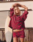 Après June | Striped Long Sleeve in AJ Pink + Brown - Hey Jude