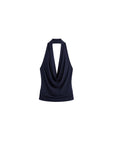 CUBIC - CUBIC Minimal Cowl Neck Halter Camisole: Navy / S - Hey Jude