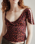 DVF Silk Leopard Draped Top