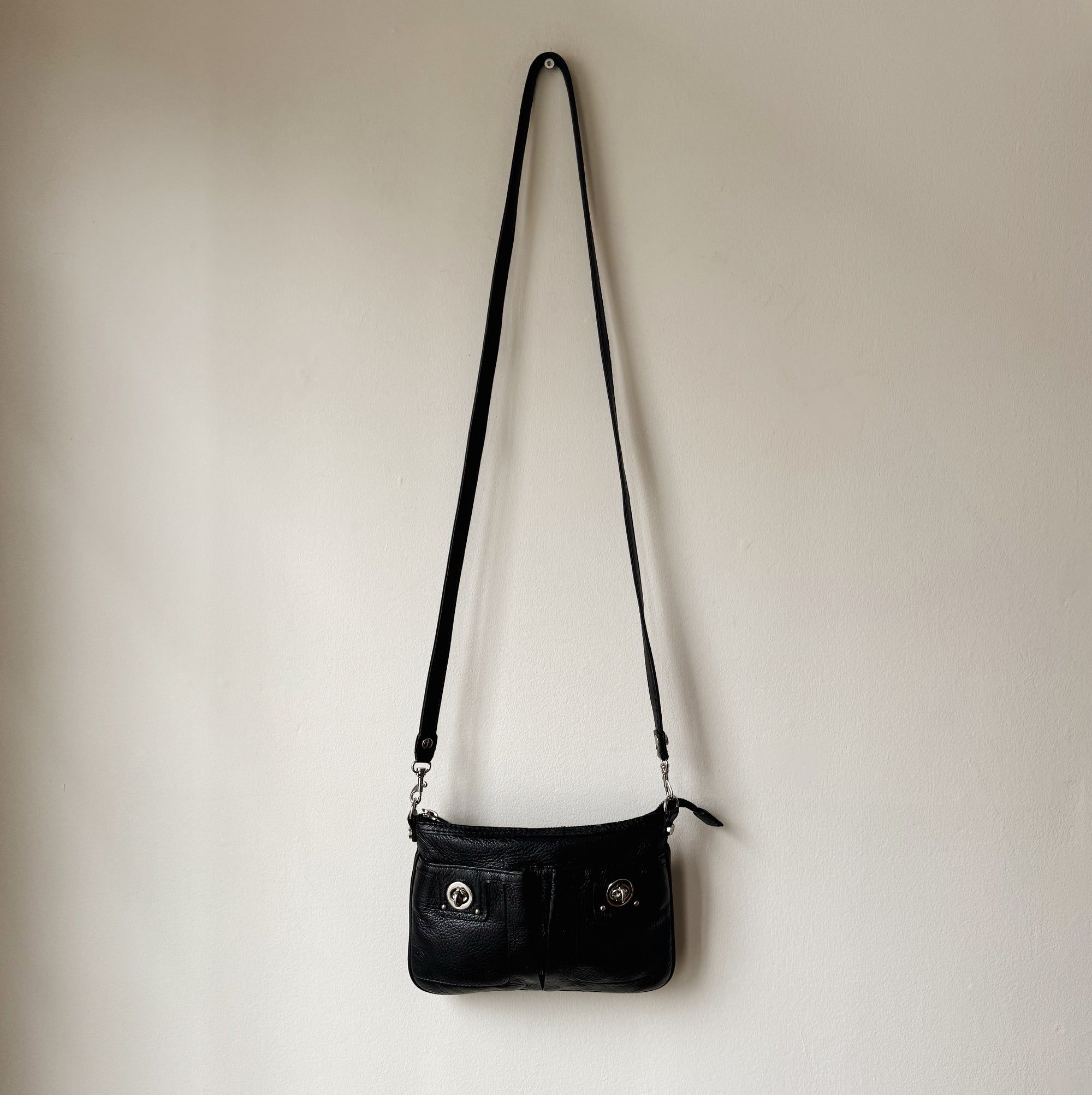 Carbon Leather Mini Crossbody Bag - Hey Jude